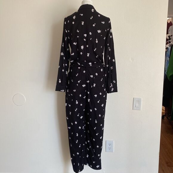 Lucky Brand Black Daisy Print Logan Jumpsuit Size Small Petite - Picture 7 of 16